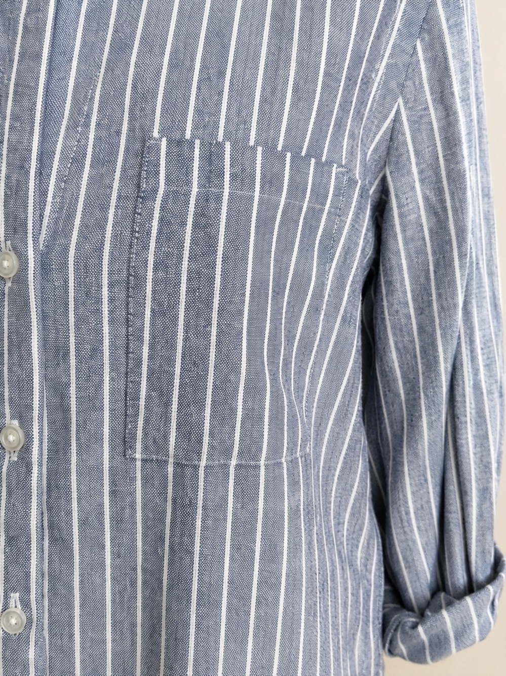 Nine West Blue and White Striped Button-Down Shirt MP NWT - Picture 6 of 9